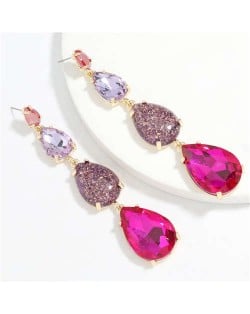 Waterdrop String Design Women Alloy Shoulder Duster Earrings - Rose