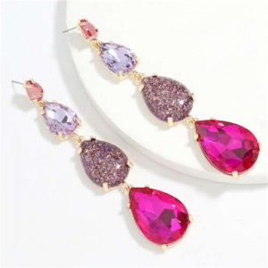 Waterdrop String Design Women Alloy Shoulder Duster Earrings - Rose