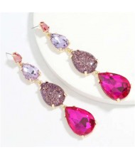 Waterdrop String Design Women Alloy Shoulder Duster Earrings - Rose