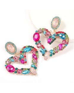 Romantic Shining Heart Bold Design Women Alloy Fashion Earrings - Multicolor