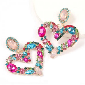 Romantic Shining Heart Bold Design Women Alloy Fashion Earrings - Multicolor