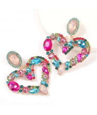 Romantic Shining Heart Bold Design Women Alloy Fashion Earrings - Multicolor