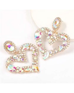 Romantic Shining Heart Bold Design Women Alloy Fashion Earrings - Luminous White