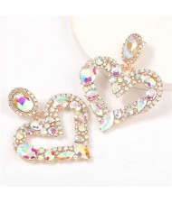 Romantic Shining Heart Bold Design Women Alloy Fashion Earrings - Luminous White