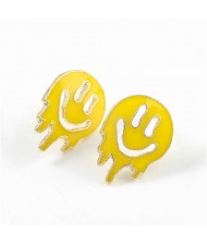 Cartoon Ghost Face Design Enamel Women Fashion Earrings - Yellow