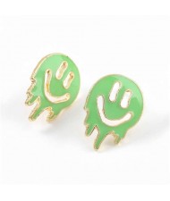 Cartoon Ghost Face Design Enamel Women Fashion Earrings - Green