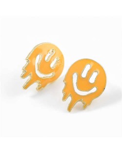 Cartoon Ghost Face Design Enamel Women Fashion Earrings - Orange