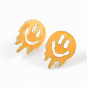 Cartoon Ghost Face Design Enamel Women Fashion Earrings - Orange