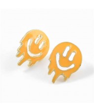 Cartoon Ghost Face Design Enamel Women Fashion Earrings - Orange