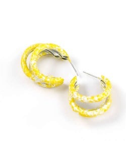 Multiple Semi-rings Combo Design High Fashion Women Earrings - Yellow