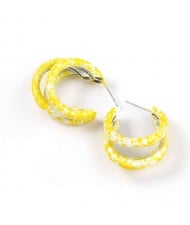 Multiple Semi-rings Combo Design High Fashion Women Earrings - Yellow