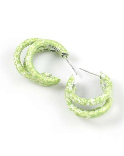 Multiple Semi-rings Combo Design High Fashion Women Earrings - Green