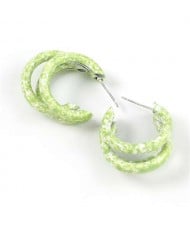 Multiple Semi-rings Combo Design High Fashion Women Earrings - Green