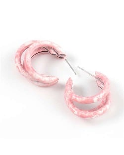 Multiple Semi-rings Combo Design High Fashion Women Earrings - Pink