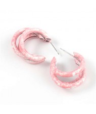 Multiple Semi-rings Combo Design High Fashion Women Earrings - Pink