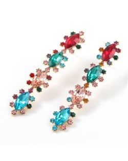 Rhinestone Leaves String Design Vintage Fashion Women Costume Earrings - Multicolor