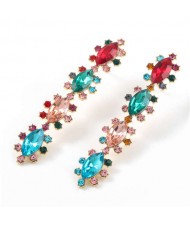 Rhinestone Leaves String Design Vintage Fashion Women Costume Earrings - Multicolor