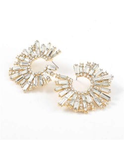 Glistening Flower Style High Fashion Women Costume Stud Earrings - White