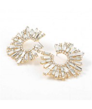 Glistening Flower Style High Fashion Women Costume Stud Earrings - White