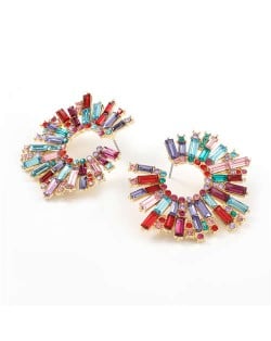 Glistening Flower Style High Fashion Women Costume Stud Earrings - Multicolor