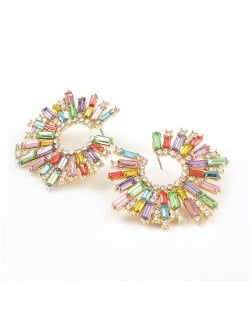 Glistening Flower Style High Fashion Women Costume Stud Earrings - Light Colorful