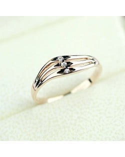 Simple Wave Shape Design 18K Rose Gold Engagement Ring