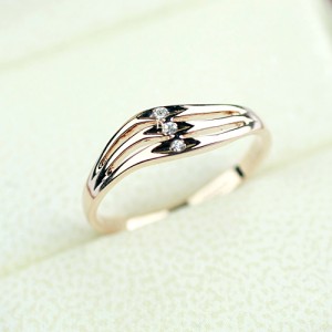 Simple Wave Shape Design 18K Rose Gold Engagement Ring