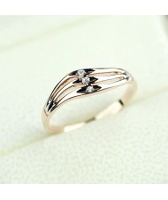 Simple Wave Shape Design 18K Rose Gold Engagement Ring