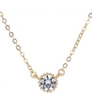 Cubic Zirconia Inlaid Delicate Gold Plated Sweet Fashion Women Necklace