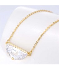 Cubic Zirconia Shining Pendant Sweet Design Women Korean Fashion Necklace - Golden