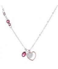 Cubic Zirconia Heart Pendants Love Theme Elegant Women Fashion Necklace