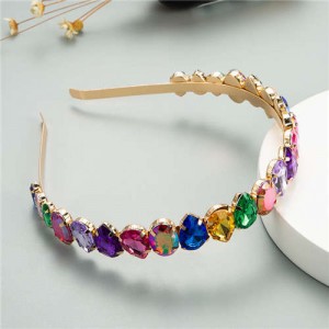 Multicolor Rhinestone Embellished Fair Lady Fashion Women Hair Hoop