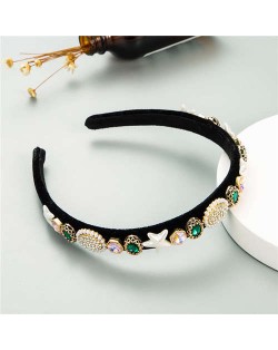 Starfish and Jewel Elements Design Vintage Fashion Women Hair Hoop/ Headband - Green