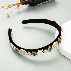 Starfish and Jewel Elements Design Vintage Fashion Women Hair Hoop/ Headband - Green