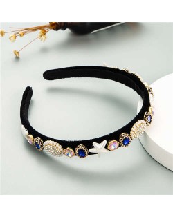 Starfish and Jewel Elements Design Vintage Fashion Women Hair Hoop/ Headband - Blue