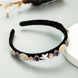 Starfish and Jewel Elements Design Vintage Fashion Women Hair Hoop/ Headband - Blue