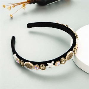 Starfish and Jewel Elements Design Vintage Fashion Women Hair Hoop/ Headband - Coffee
