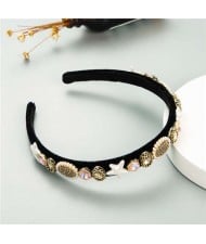 Starfish and Jewel Elements Design Vintage Fashion Women Hair Hoop/ Headband - Coffee