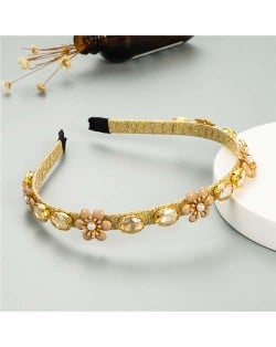 Tiny Flowers Embellished Korean Fashion Women Costume Headband - Yellow