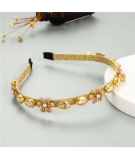 Tiny Flowers Embellished Korean Fashion Women Costume Headband - Yellow