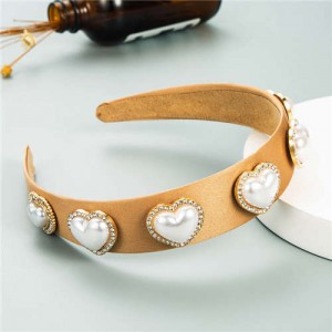 Heart Theme Vintage Fashion Women Headband - Khaki