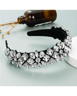 Super Shining Rhinestone Flower Baroque Bejeweled Women Hair Hoop/ Headband