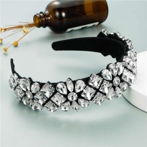 Super Shining Rhinestone Flower Baroque Bejeweled Women Hair Hoop/ Headband