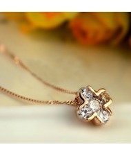 Zirconia Inlaid Cute Cross Pendant Rose Gold Necklace