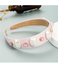 Elegant Fair Lady Fashion Women Bejeweled Cloth Hair Hoop - Pink