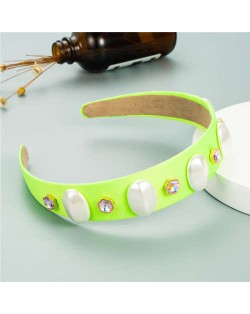 Elegant Fair Lady Fashion Women Bejeweled Cloth Hair Hoop - Green