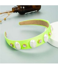 Elegant Fair Lady Fashion Women Bejeweled Cloth Hair Hoop - Green