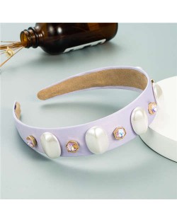 Elegant Fair Lady Fashion Women Bejeweled Cloth Hair Hoop - Purple