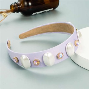 Elegant Fair Lady Fashion Women Bejeweled Cloth Hair Hoop - Purple