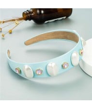 Elegant Fair Lady Fashion Women Bejeweled Cloth Hair Hoop - Blue